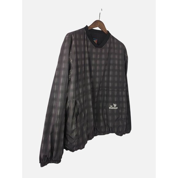 Sunice Y2K Reversible Golf Pullover Jacket Mens L Black/Gray Stripe Windbreaker - Picture 2 of 14